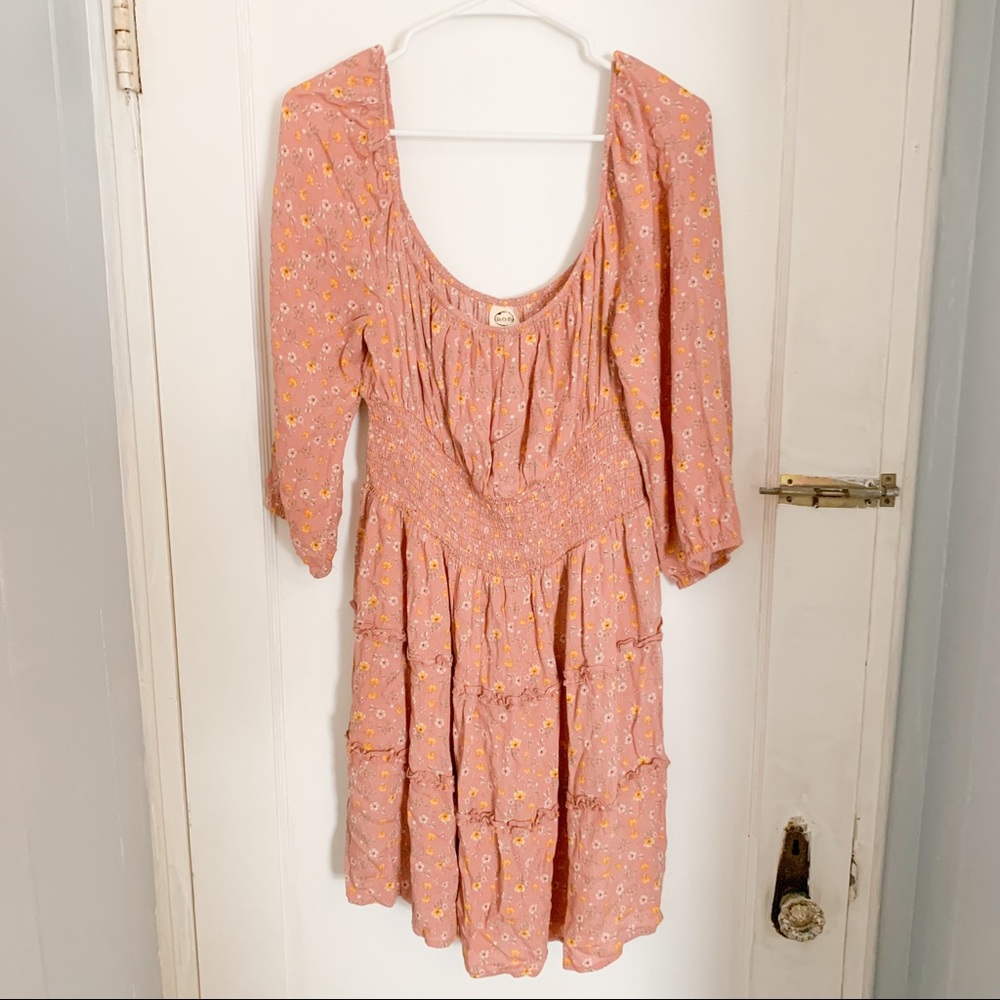 Peach Floral Mini Dress